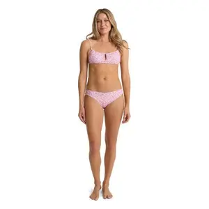 ROXY SOUL SEARCHER Ruched Bralette & High Waist High Leg Bikini Set - Lavender Floral