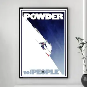 Powder to The People Vintage Ski Poster - Retro Alpine Downhill Sports Wall Art Decor Glossy Photo