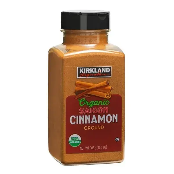 Kirkland Signature Organic Ground Saigon Cinnamon 10.7 oz Spice Flavor Certified USDA Organic High-Quality Cinnamon for Baked Goods Dried Natural