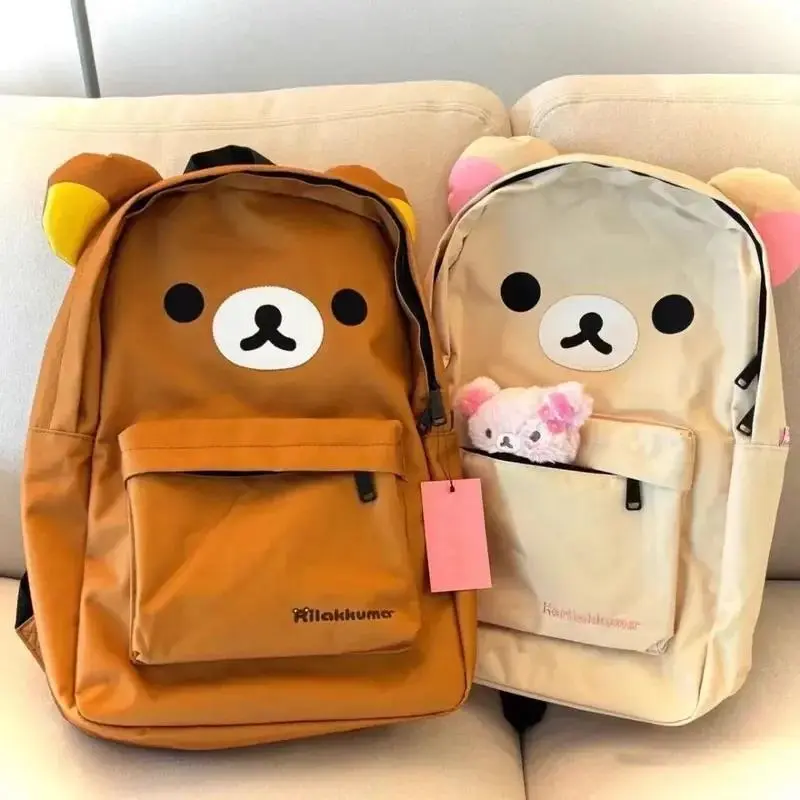 Kawaii Rilakkuma Bear Large-Capacity Stylish Backpacks for School, Student Shoulder Bag, Stress Relief Toy Gift