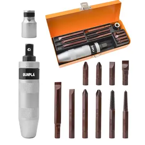 Gunpla 1/2" Heavy Duty Manual Impact Driver Set | S2 Alloy Steel Bits & 40CR Driver | Professional Rusted Bolt Remover & Frozen Nut Extractor | 12Pcs Reversible Impact Screwdriver Kit