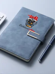 Notebook with a dachshund design featuring glasses and a bow tie, suitable for school and office use.