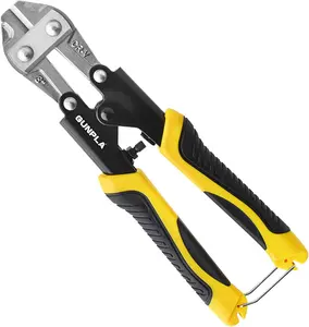 Gunpla 8-Inch Mini Bolt Cutter | Heavy-Duty Drop Forged Cr-V Steel | Spring-Loaded High Leverage Clipper | Snips for Padlock Chains, Fences, Wire Mesh, Screws & Rivets with Anti-Slip Rubber Grip