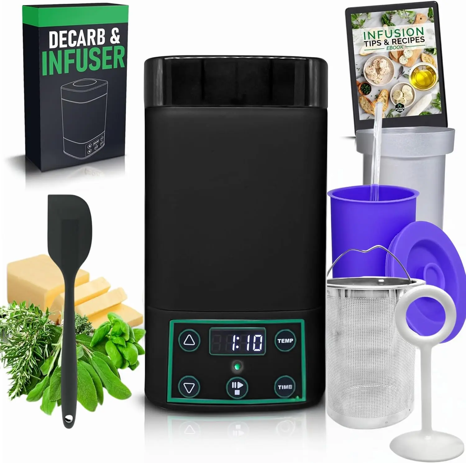 Decarboxylator & Butter Maker Machine, Oil Infuser Machine,  Maker, Mess Free, Easy to Use, Includes Recipe EBook (EdiOven & Spatula)