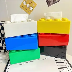 Creative Cartoon Building Block Tissue Box with High Aesthetic Value Household Napkins Paper Drawer Storage Box
