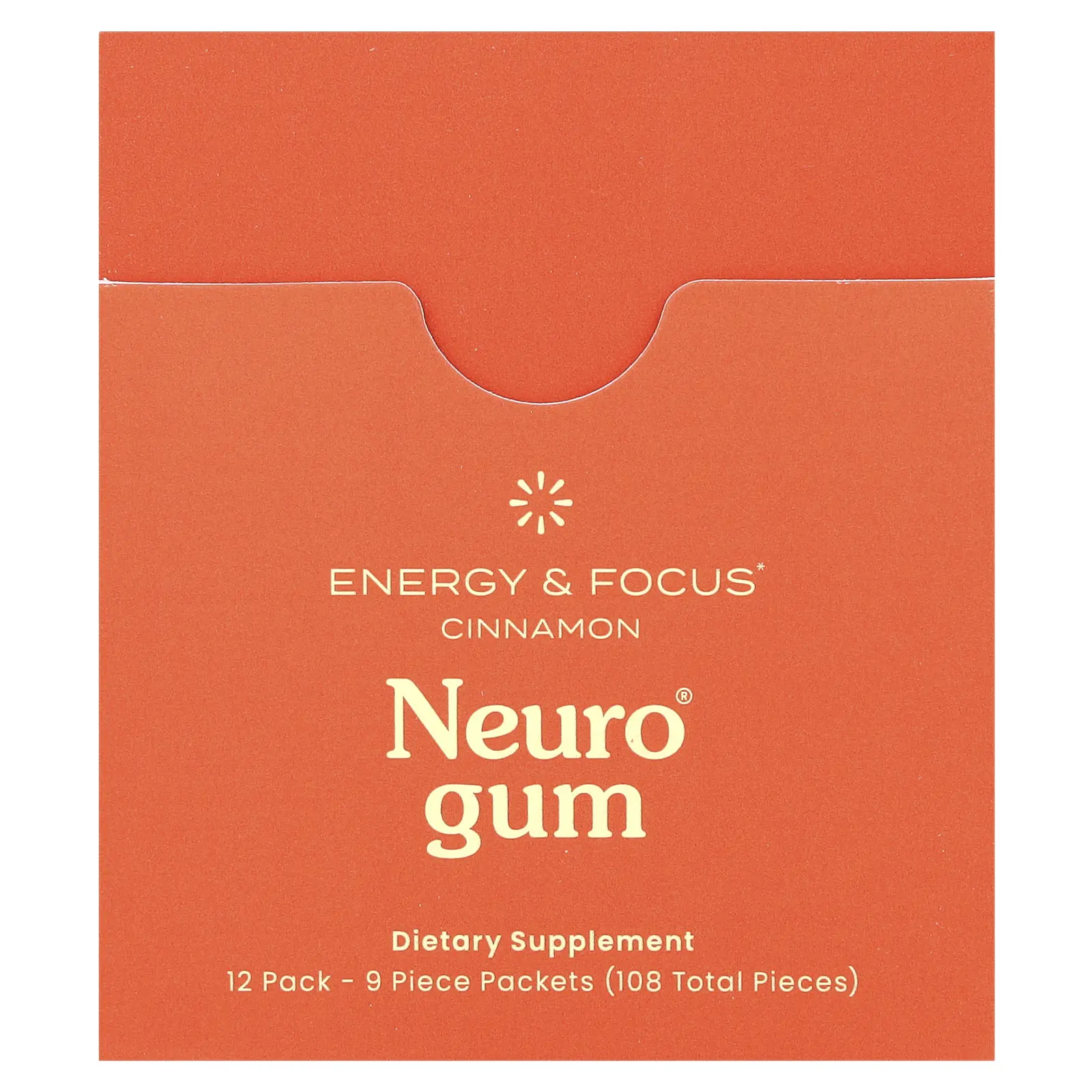 NeuroGum Energy & Focus, Cinnamon, 12 Packs, 9 Pieces Each