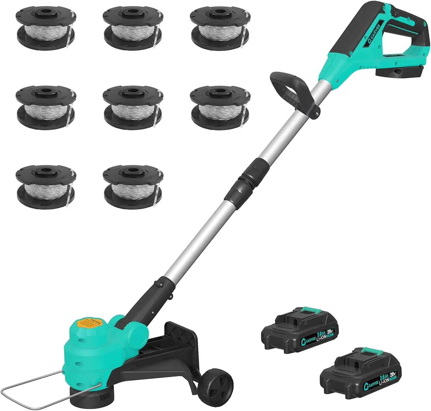 Electric String Trimmer Cordless - 12-inch 2x2.0Ah Batteries 20V Weed Wacker with Auto Feed Lawn Mover Lawn Tool with Charger, Powered Grass Cutter Trimmer with 8 pcs Spool Line