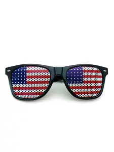 TikTok Ball Game Atmosphere Props, Party Accessories, National Flag Pinhole Party Decorative Glasses, International Flag Decorative Sunglasses, Unisex Black Square Frame Party Glasses, Suitable for Events, Festivals and Photo Props