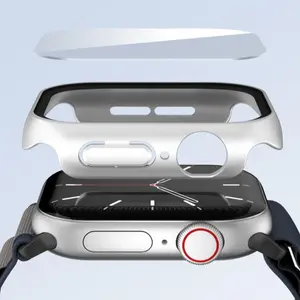 Case with Tempered Glass Screen Protector for Wearable Apple Watch Ultra 3/2/1 49mm and Series 11/10 46mm, Slim Guard Bumper Full Coverage Hard PC Protective Cover Thin Case for iWatch 49mm /46mm/42mm - 46mm - Black  (Watch Not Included)