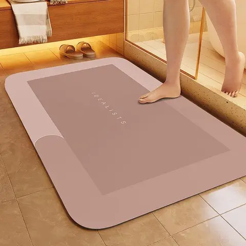 Premium Quick-Dry Bathroom Mat - Ultra-Absorbent, Non-Slip, Machine Washable, and Mildew-Resistant Rug for Shower, Kitchen, Laundry Room, and More with Geometric Design and Easy Cleaning Diatomite Bath Mat