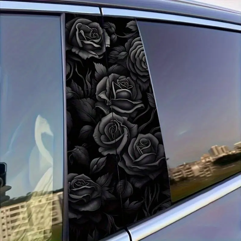 Rose Pattern Car Window Sticker, Self Adhesive Car Window Decal, Car Decals, Universal Car Exterior Decoration Accessories for Car Window, Car Body, Car Mirror