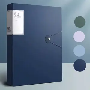 A4 Folder Portable with 60 Pockets for Exam Papers and A4 Documents, High Transparency and Waterproof PP Material, Ideal for Home School Office Organization, Office Supplies