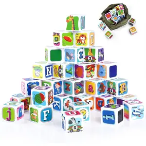 28 PCS Plastic Baby Alphabet Letters Number Stacking Building Blocks Set for Toddlers 1-3, Preschool Learning Educational Montessori Sensory Toys Gifts for Kids Girls Boys