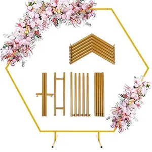 6.7FT x 6FT Hexagonal Balloon Arch Stand - Metal Frame Wedding Backdrop for Ceremony, Anniversary, Party Photo Booth & Event Decorations