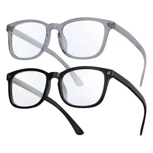 Blue Light Glasses, Computer Gaming Glasses，Classic Design Frame Glasses,Glasses for Reading/Gaming/TV/Phones Glasses for Women Men ( Black+Grey)
