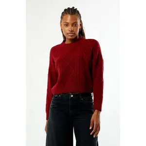 LA Hearts Women's Cable Knit Cozy Crew Neck Sweater