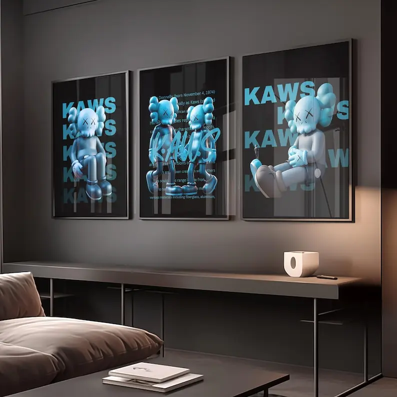 KawPoster Set of 3, Printables Minimalist hypebeast, Kawfigure, Graffiti KawKawPoster Print, KawWall art, #605 Modern Abstract Art Epoxy Wall Art