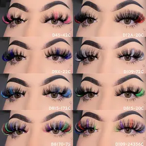 Glitter Ombre Colorful False Eyelashes,Multi-Color Mix,Shiny Natural Long Dramatic Fluffy Soft Lightweight Lashes, Perfect for Party,Holiday, Makeup