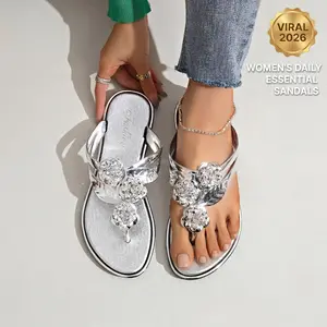 【QUAWUJIE】Women's Flat Summer Sandals 2026 New Arrival Open Toe Slip On Comfortable Non Slip For Ladies Beach Outdoor Daily Wear