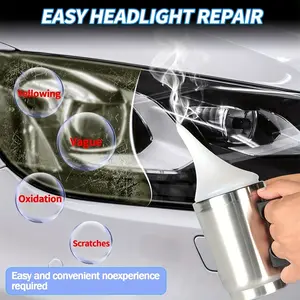 Car Headlight Restoration Kit, Polishing Repair Set for Fogged Lenses, Plastic Material, Includes Cleaning Wipes & Tools, Visibility