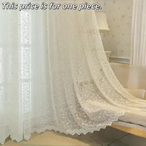 1PC Modern Luxury Dreamy Sheer Curtain, Korean Style Window Treatment, Living Room Balcony Bedroom Embroidered Sunscreen Privacy