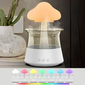 Cloud Shaped Desktop Air Humidifier, USB Powered Water Drop Humidifier with 7 Colors Changing, Waterfall Light Mushroom Sound Rain Cloud Aromatherapy Diffuser, Aroma Diffuser Humidifiers