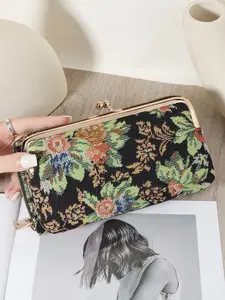 Women's Floral Embroidered Long Wallet, Durable Fashion Wallet, Fashionable Double Fold Card Holder, Casual Versatile Credit Card Holder, Daily Handbag, Coin Wallet, Stylish Wallet, Elegant Fashion Wallet