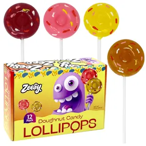 Zeesy Donut Lollipops, 12 Pack, Individually Wrapped Sprinkle Donut Candy Suckers for Donut Party Favors, Donut Birthday Party Favors, Donut Party Supplies