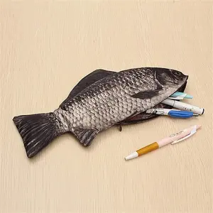 Funny Fish Shaped Pencil Case | Novelty Fish Pen Pouch & Coin Purse | Creative Office & School Supply, Fun Gift