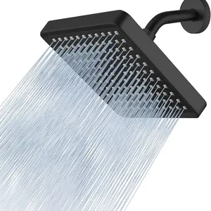 Luxury High Pressure Rain Shower Head, Silver Color & Finish, Adjustable Design, 6 Inch Square High Flow for Bathroom Use, Rainfall Shower Head