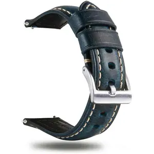 Quick Release Retro Leather Watch Band,Vintage Oil-tanned Pull-up Leather Strap Replacement,Choice of Width-18mm 20mm 22mm 24mm or 26mm