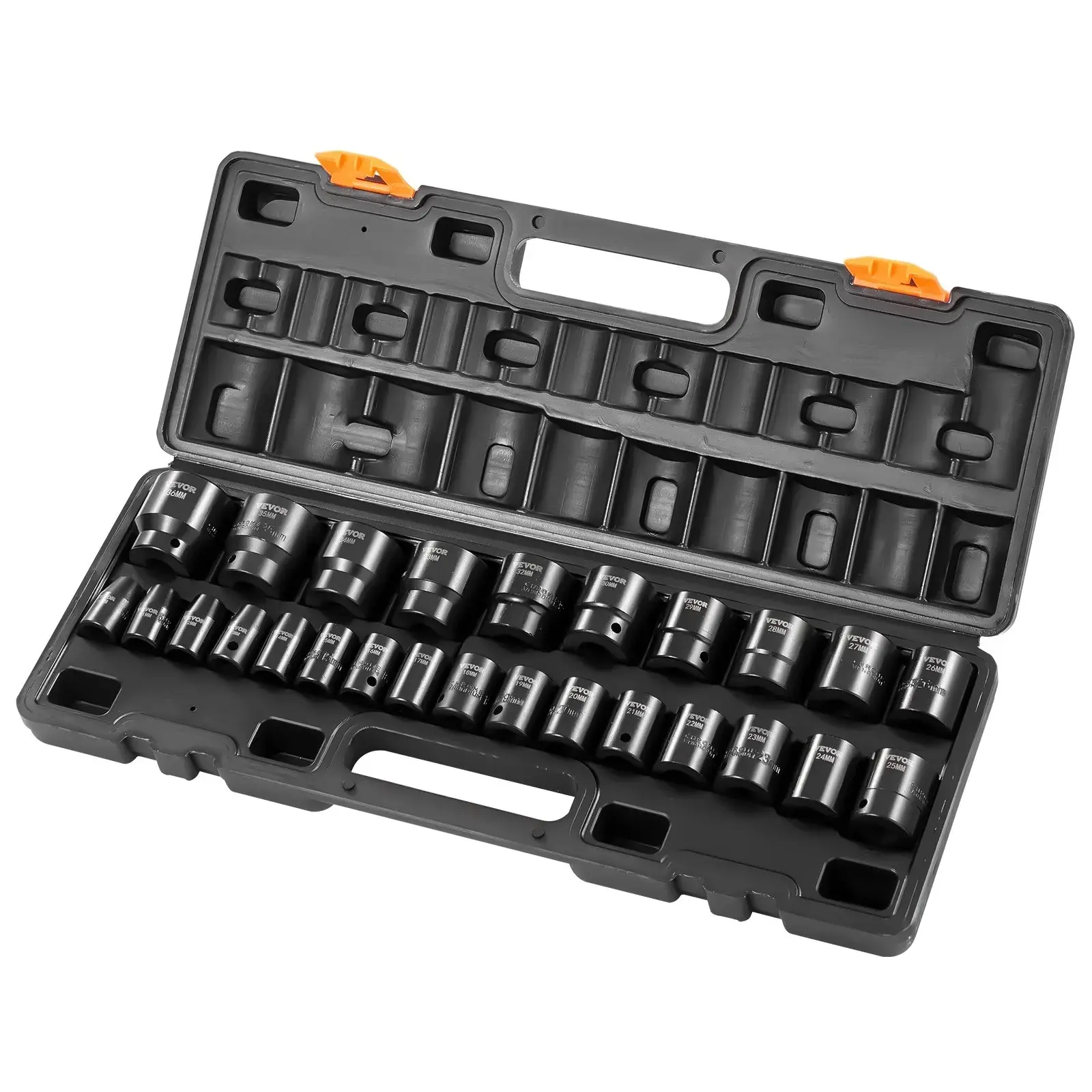 【DealsForYouDays】VEVOR Impact Socket Set 1/2 Inches 26 Piece Impact Sockets Shallow Socket6-Point SocketsRugged ConstructionCR-V1/2 Inches Drive Socket Set Impact Metric 10mm - 36mmwith a Storage Cage