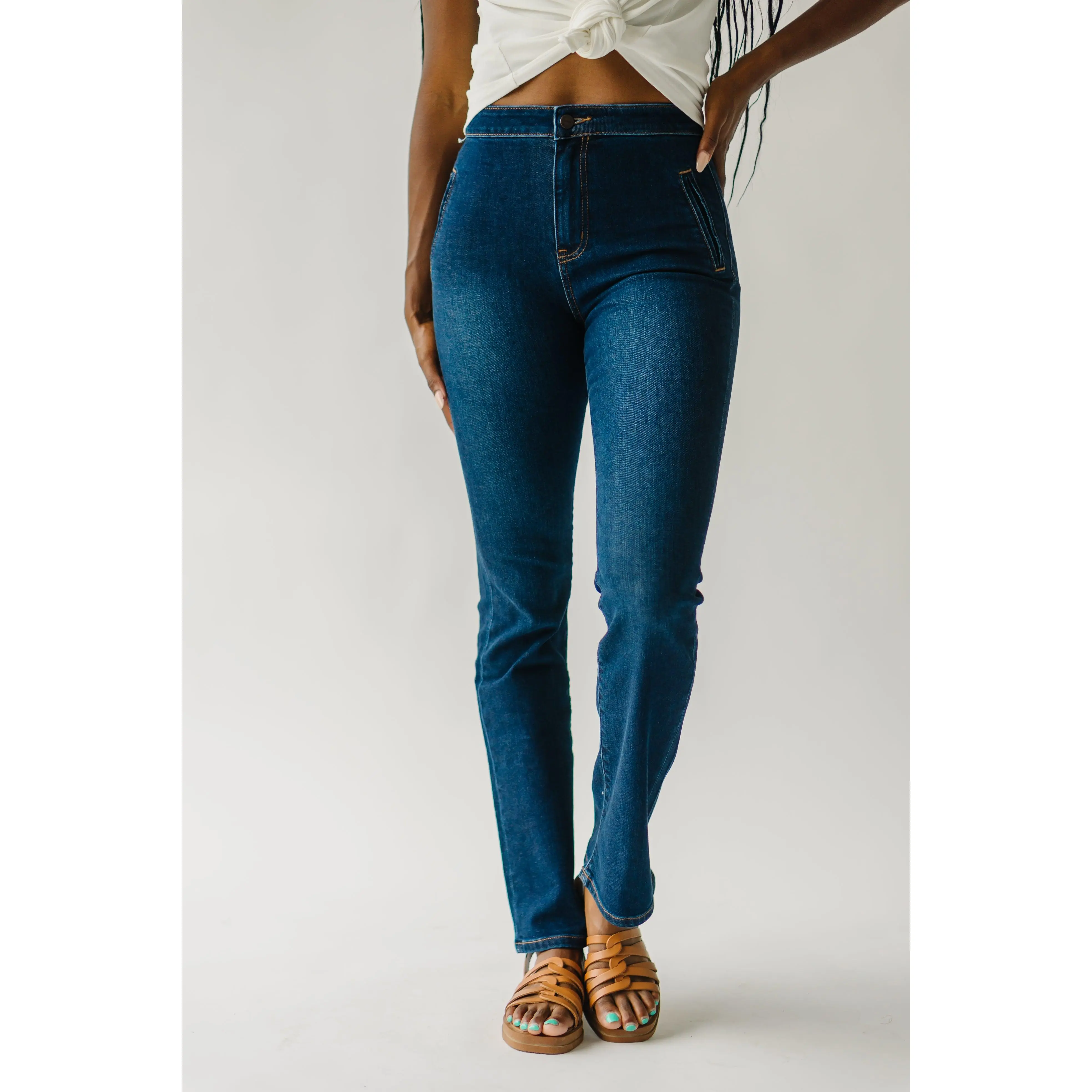 The Claymont High Rise Bootcut Jean in Dark Blue