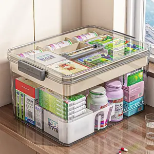 Medicine Storage Box with Detachable Trays and Dividers, Multi Compartment Design, Art Supplies Organizer, Ideal for Books, Toys, Crafts, Playdough, Easter Gifts
