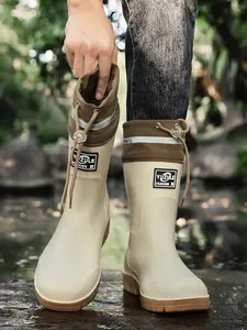 Lightweight Practical Wading Rain Boots, Night Safety Reflective Strip, Slip-proof Stable Sole, Convenient Cuff Daily Rainwear, Footwear