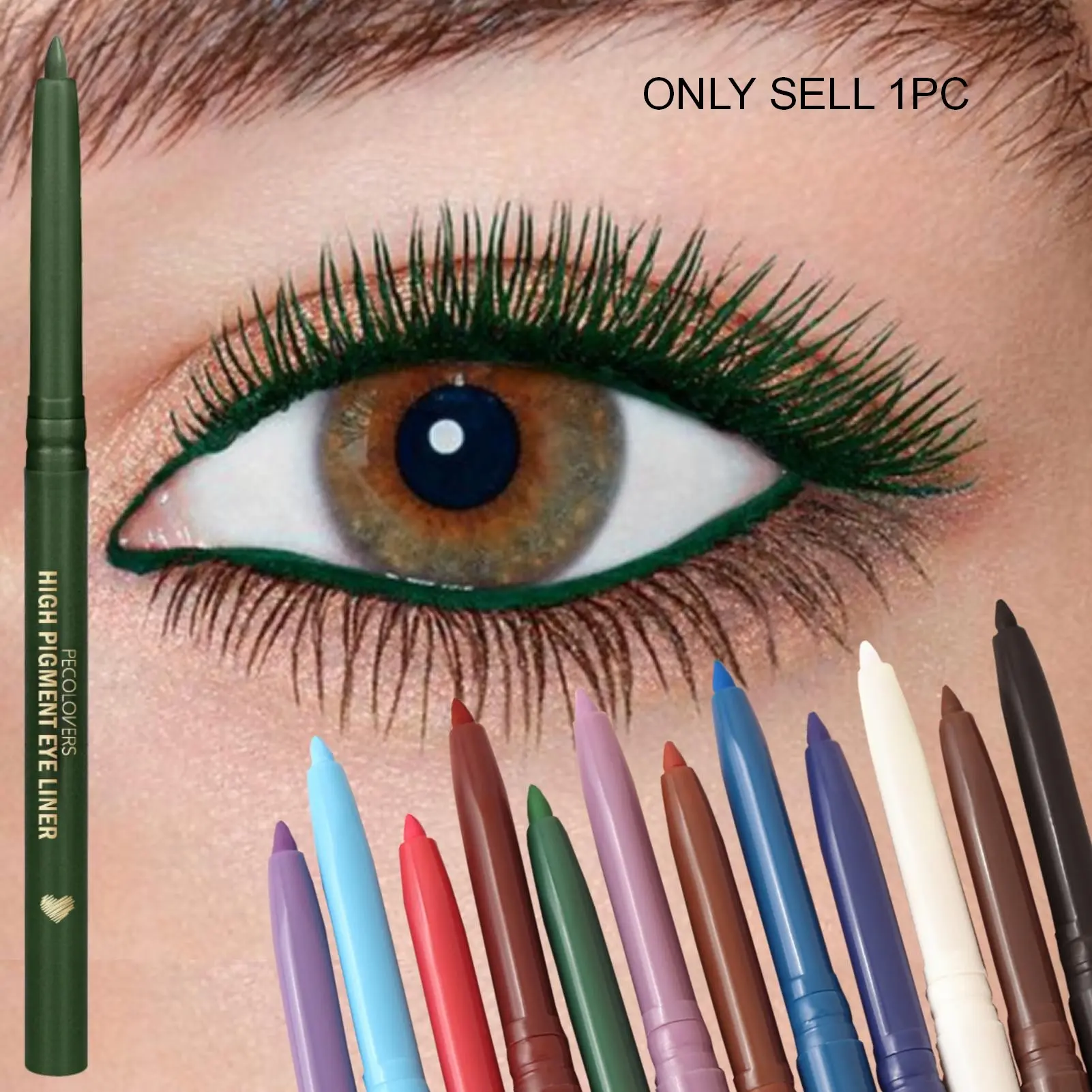 1PC Long Lasting Eyeliner Pencil Waterproof Quick-Dry Green Purple Blue Brown White Red Eye Liner Pens Eye Makeup Product Cosmetic Eye Makeup Supplies