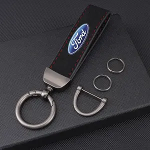 High-End Suede Car Keychain Keyring, Ford Logo Key Ring Chain, for Ford Focus 3 4 Mk3 Kuga Escape Mustang E Mk4 Ranger