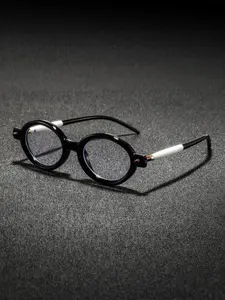 Men's Oval Classic Vintage Small Frame Fashion Trendy Casual Versatile Flat Mirror Glasses Lightweight Eyeglasses Trendy Frames