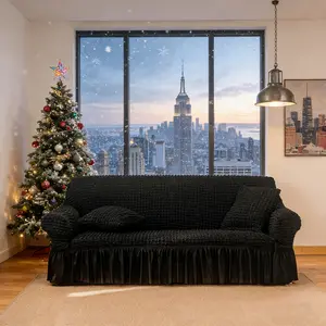 Black Stretch Sofa Cover 1-4 Seater Pet-Friendly Anti-Stain Sofa Protector Wrinkle Resistant Durable Universal Slipcover For Household Living Room Decor