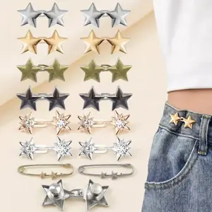 14 Set Star Button Waist Tightener Pins for Loose Jeans, Reusable No-Sew Waist Cincher Clips for Pants Dresses Skirts
