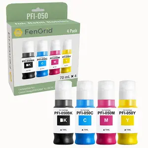 PFI050 Ink Canon PFI-050 Ink Refill Bottles, Works with Printer Models Canon PFI050 imagePROGRAF TA-20, TC-20M (4 Pack,BK/C/M/Y)