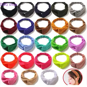 Unisex Adult Solid-Color & Plaid Crossover Elastic Headbands - Breathable, Sweat-Wicking Sports & Fitness Headband