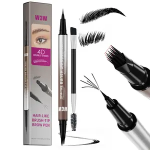 Double-Ended Eyebrow Pencil with 4D Brush | Creates Realistic Hair Strokes & Soft Powder Effect | Smudge-Proof for Beginners & Travel