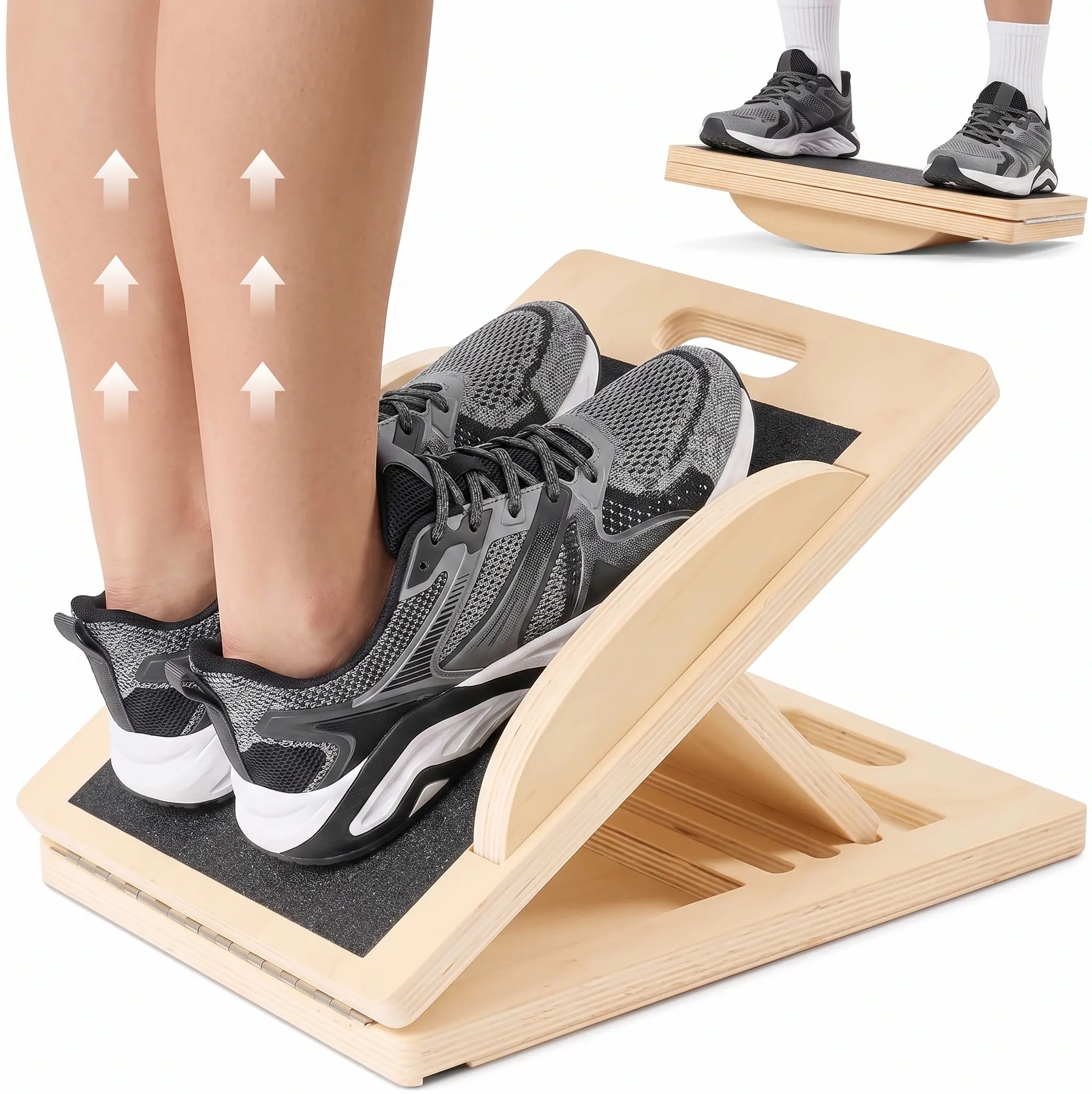 3-in-1 Slant Board & Balanceboard, Adjustable Calf Stretcher with Squat Support for Home Gym Equipment & Stability Training, Workout Equipment