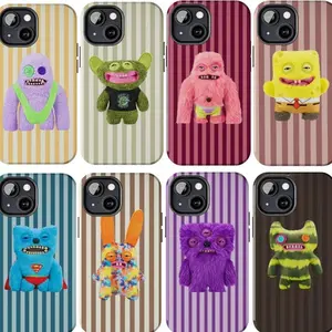 Striped Fuggler Funny Ugly Monster Phone Case, Preppy and Cute Quirky Plush Creature Aesthetic Suitable for iPhone 17-11 Pro Max/Plus and  Samsung Galaxy S23-25