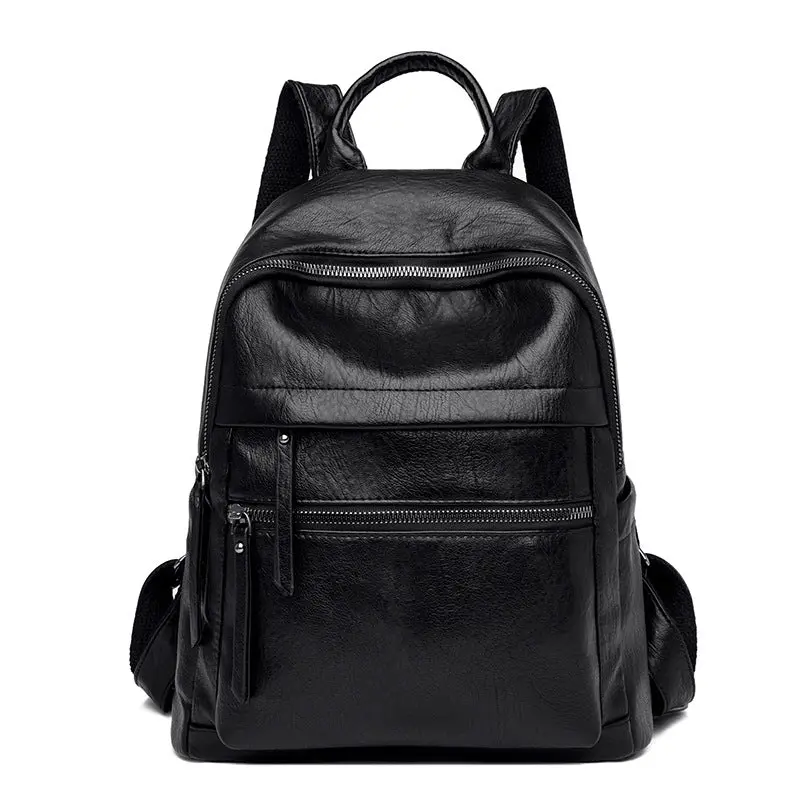 Solid Medium-Soft PU Leather Laptop Backpack for Students, Casual Wear-Resistant School Bag with Large Capacity, Backpack For School, Anti-Theft, Daily Work Backpack