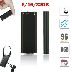 Ultra-Thin Mini USB Voice Recorder, 4-32GB Digital Professional Audio Dictaphone with Sound Activation, Noise Reduction, 8GB MP3 Player Function, Black