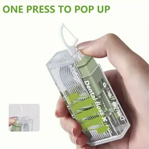 1 Box Green Portable Floss Dispenser with 10 Sticks - Compact Flosser and Floss Selector, Plastic Oral Care Tools for Home and Travel