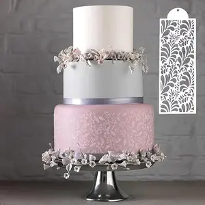16pcs Lace Edge Cake Stencils, Decorative Buttercream Frosting, Wedding Supplies Baking Tools, DIY Flower Hollow Molds, Happy Eid
