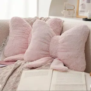 Cute Bow Pillow, Soft Decorative Cushion for Bed Sofa Bedroom, Car Decoration, Perfect Home Gift, Birthday Present, Wedding Gift, Soft Furry Cushion